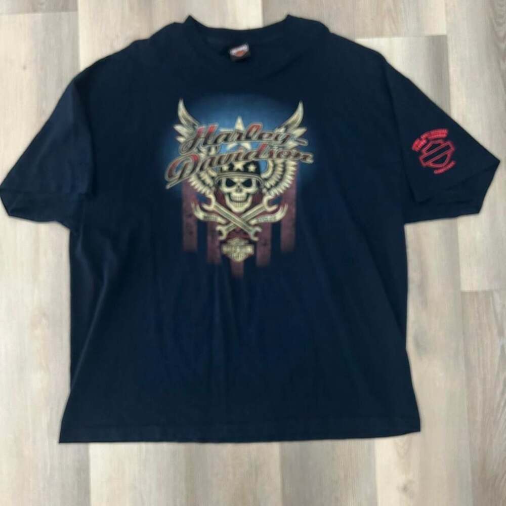 Harley Davidson Skull T-Shirt Black Double Sided Rommel Pennsylvania